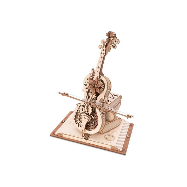 RoboTime 3D dřevěné mechanické puzzle Kouzelné violoncello (elektrický pohon)
