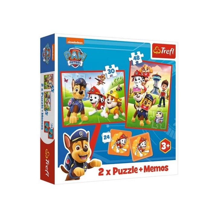 Puzzle 2v1 + pexeso Psí tým Tlapková patrola/Paw Patrol 27,5x20,5cm v krabici 28x28x6cm