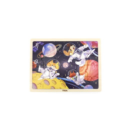 Dřevěné puzzle - zvířátka ve vesmíru 24 dílků