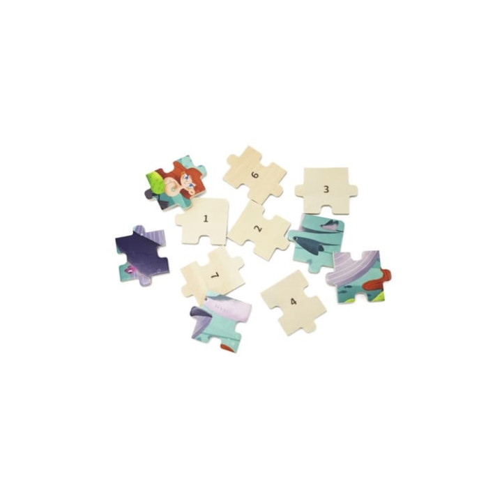Dřevěné puzzle - malá mořská víla 24 dílků
