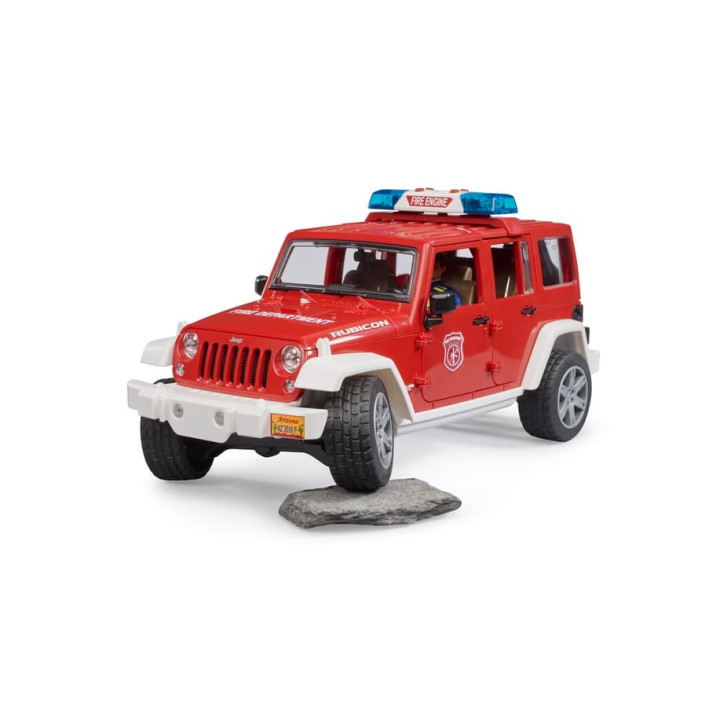 Bruder 2528 Jeep Wrangler Rubicon hasičský s figurkou a příslušenstvím