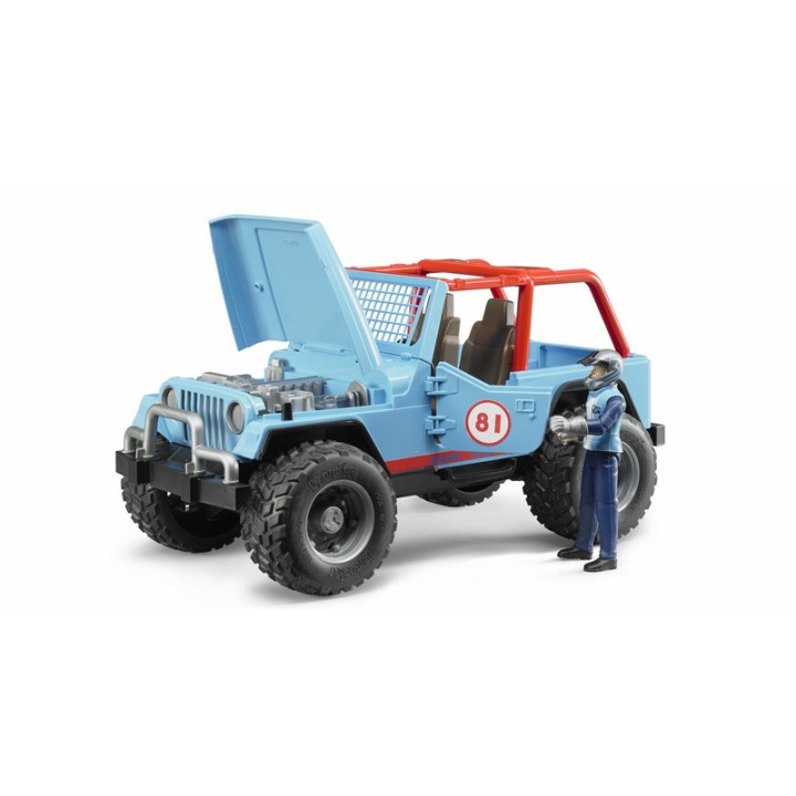 Bruder 2541 Závodní Jeep Cross modrý se závodníkem