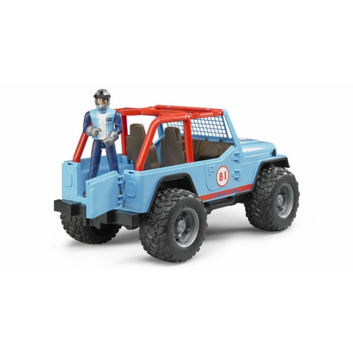 Bruder 2541 Závodní Jeep Cross modrý se závodníkem