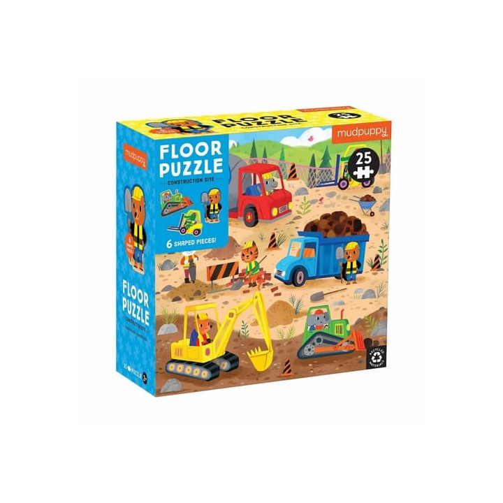 Mudpuppy Podlahové puzzle auta na stavbě 25 dílků