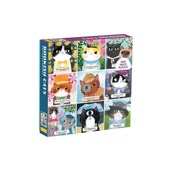 Mudpuppy Puzzle Bookish Cats 500 dílků