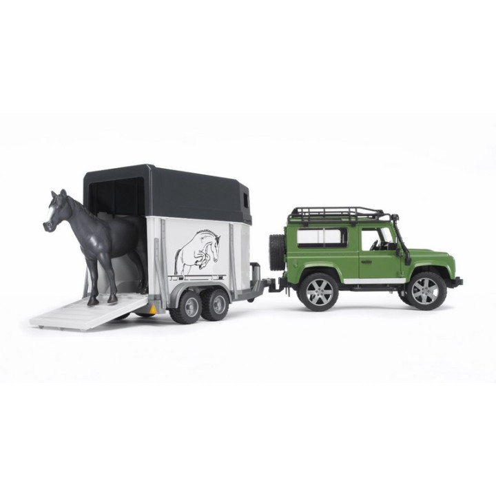 Bruder 2592 Land Rover s přepravníkem na koně+kůň