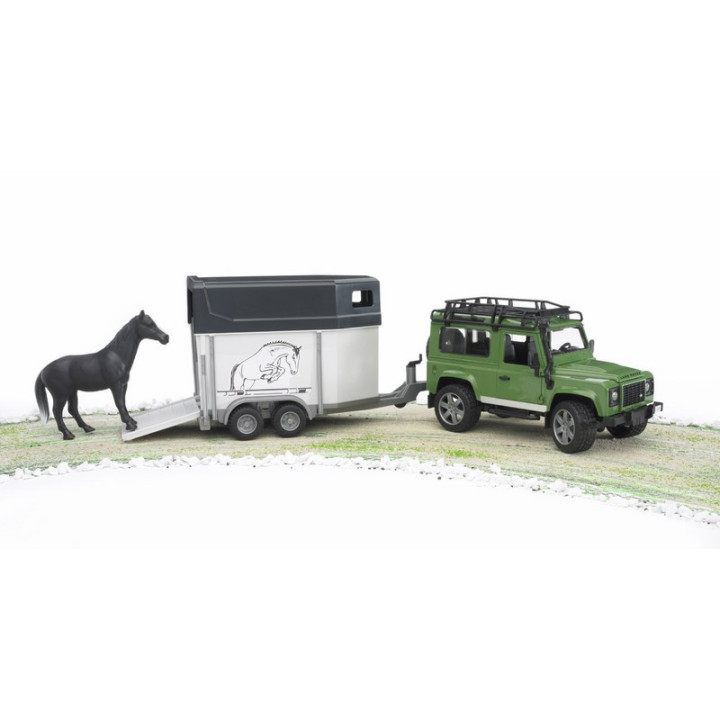Bruder 2592 Land Rover s přepravníkem na koně+kůň