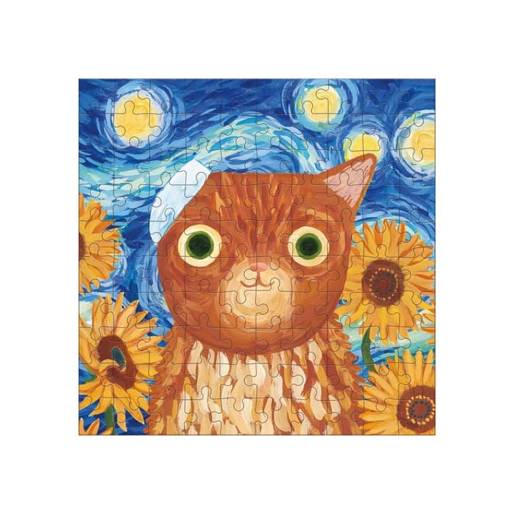 Mudpuppy Puzzle Vincat van Gogh umělecké kočky v plechovce 100 dílků