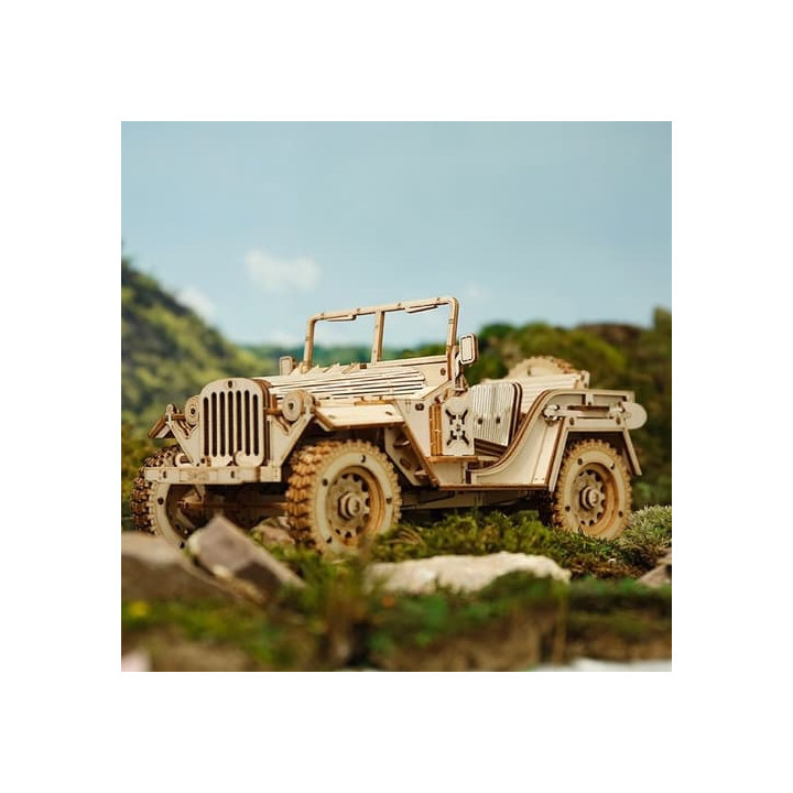 RoboTime dřevěné 3D puzzle Vojenský džíp