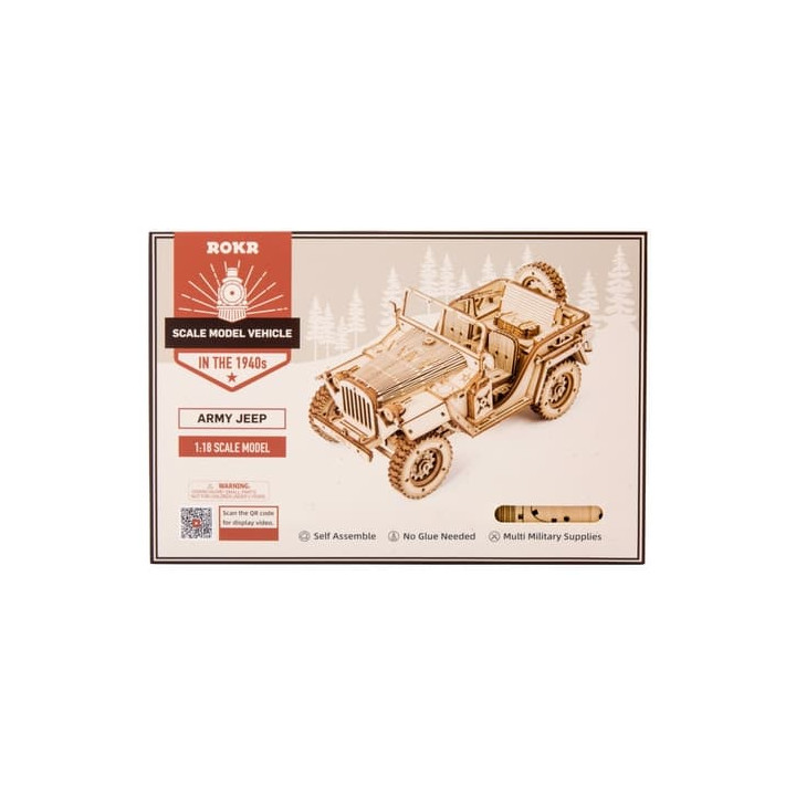 RoboTime dřevěné 3D puzzle Vojenský džíp