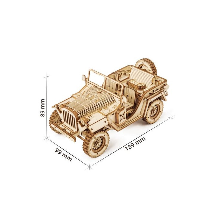 RoboTime dřevěné 3D puzzle Vojenský džíp
