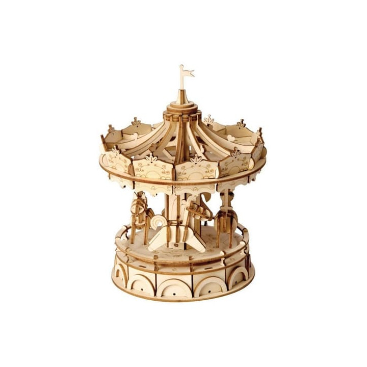 RoboTime dřevěné 3D puzzle Veselý kolotoč