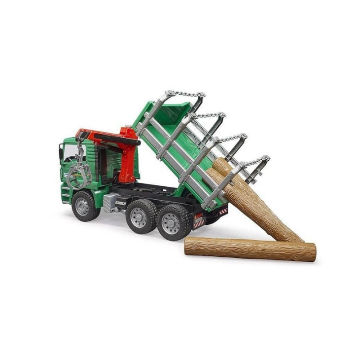 Bruder 2769 Nákladní auto MAN TGA Timber s nakládacím ramenem a 3 kmeny
