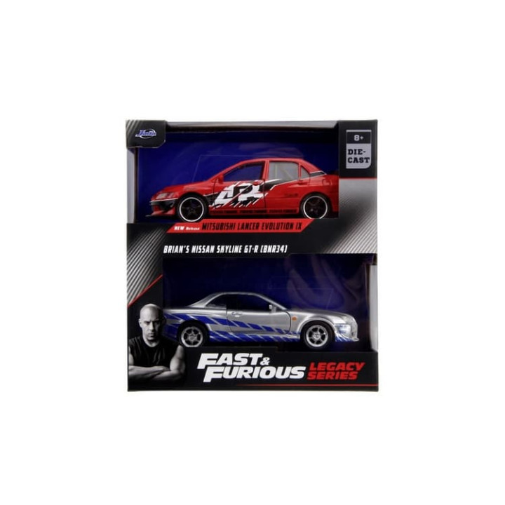 Rychle a zběsile Twin Pack 2006 Mitsubishi Lancer Evo IX + Brianův 2002 Nissan Skyline GTR R34