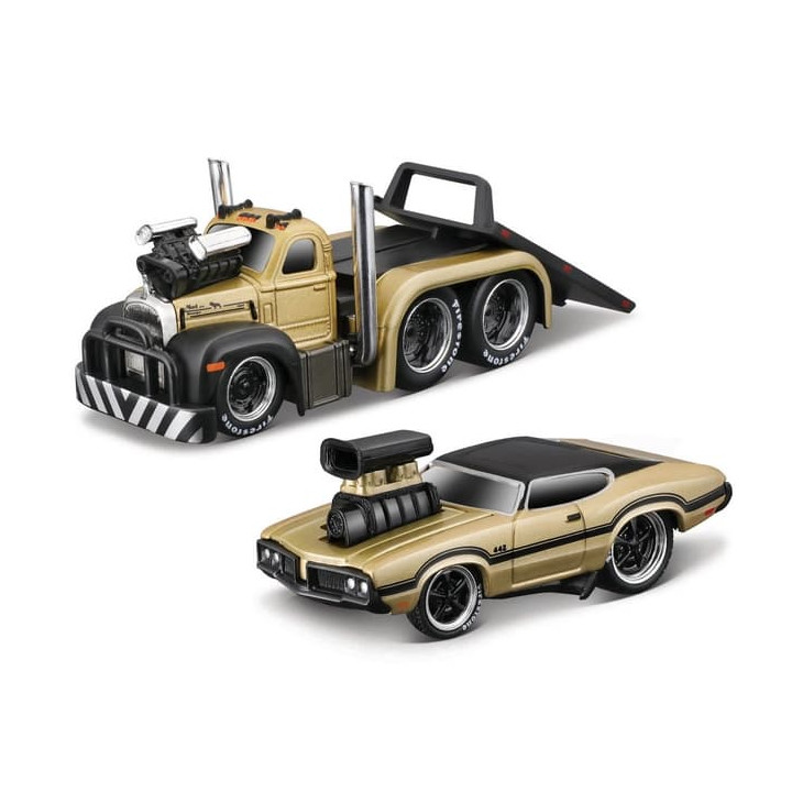 Maisto - MACK B-61 Flatbed 1970 Oldsmobile 442, 1953, 1:64