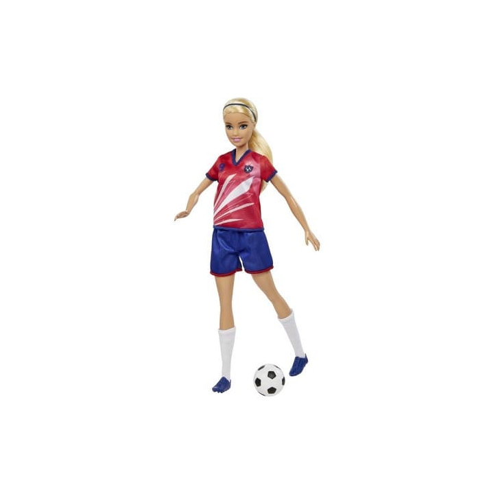 Barbie FOTBALOVÁ PANENKA - BARBIE V ČERVENÉM DRESU