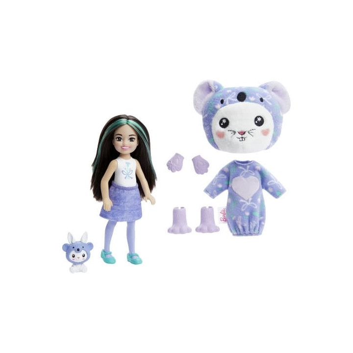 Barbie CUTIE REVEAL CHELSEA V KOSTÝMU - ZAJÍČEK VE FIALOVÉM KOSTÝMU KOALY