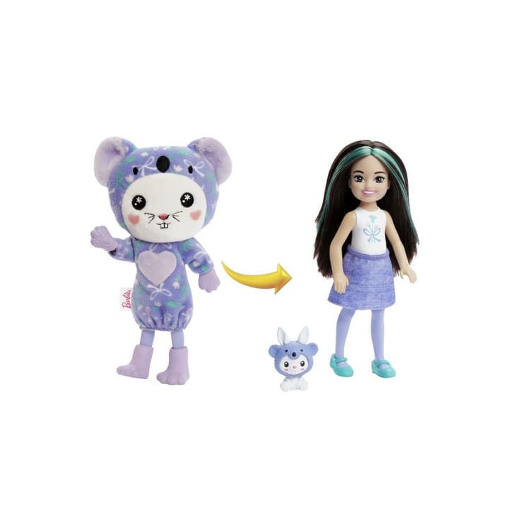 Barbie CUTIE REVEAL CHELSEA V KOSTÝMU - ZAJÍČEK VE FIALOVÉM KOSTÝMU KOALY