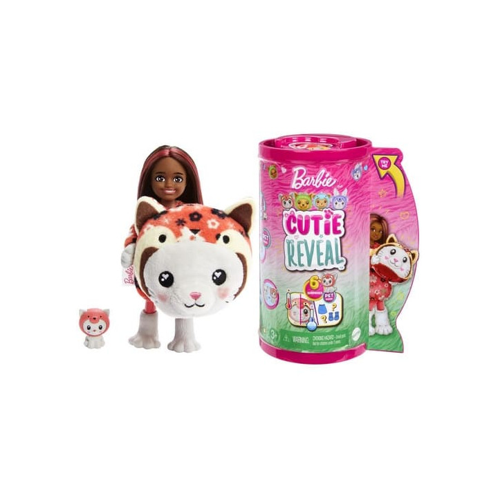 Barbie CUTIE REVEAL CHELSEA V KOSTÝMU - KOTĚ V ČERVENÉM KOSTÝMU PANDY