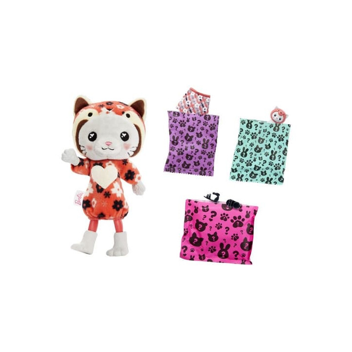 Barbie CUTIE REVEAL CHELSEA V KOSTÝMU - KOTĚ V ČERVENÉM KOSTÝMU PANDY