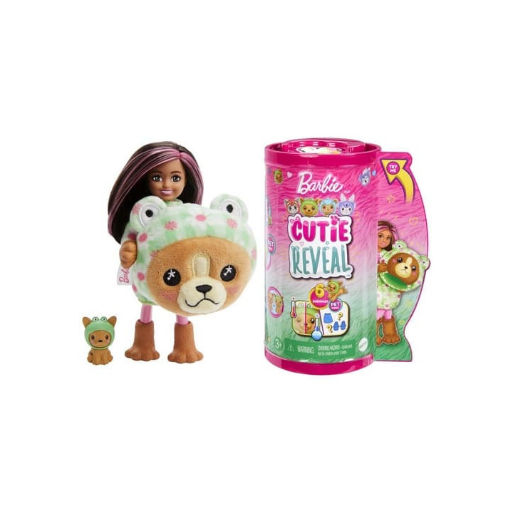 Barbie CUTIE REVEAL CHELSEA V KOSTÝMU - PEJSEK V ZELENÉM KOSTÝMU ŽABKY
