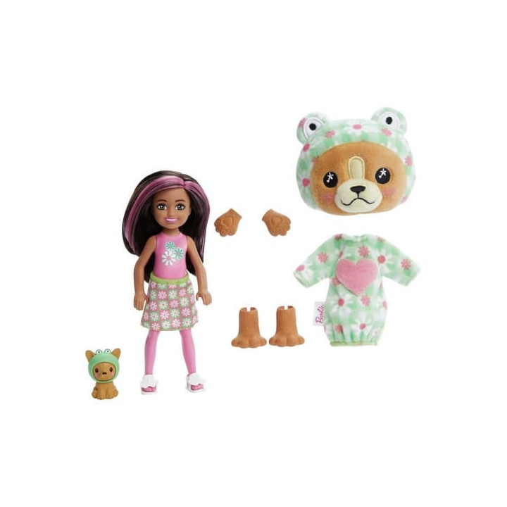 Barbie CUTIE REVEAL CHELSEA V KOSTÝMU - PEJSEK V ZELENÉM KOSTÝMU ŽABKY