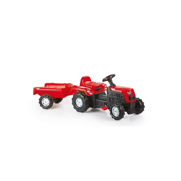Šlapací traktor Ranchero s vlečkou, červený