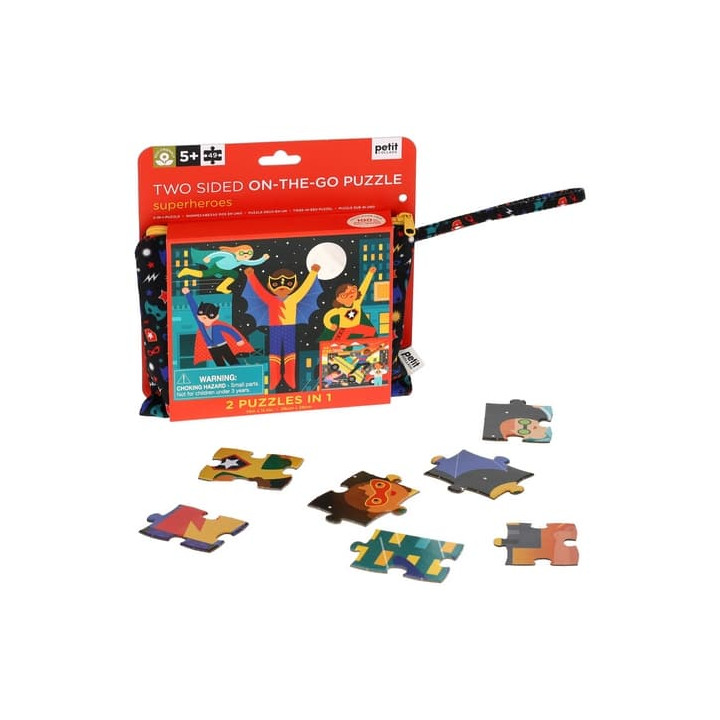 Petit Collage Oboustranné puzzle Superhrdinové