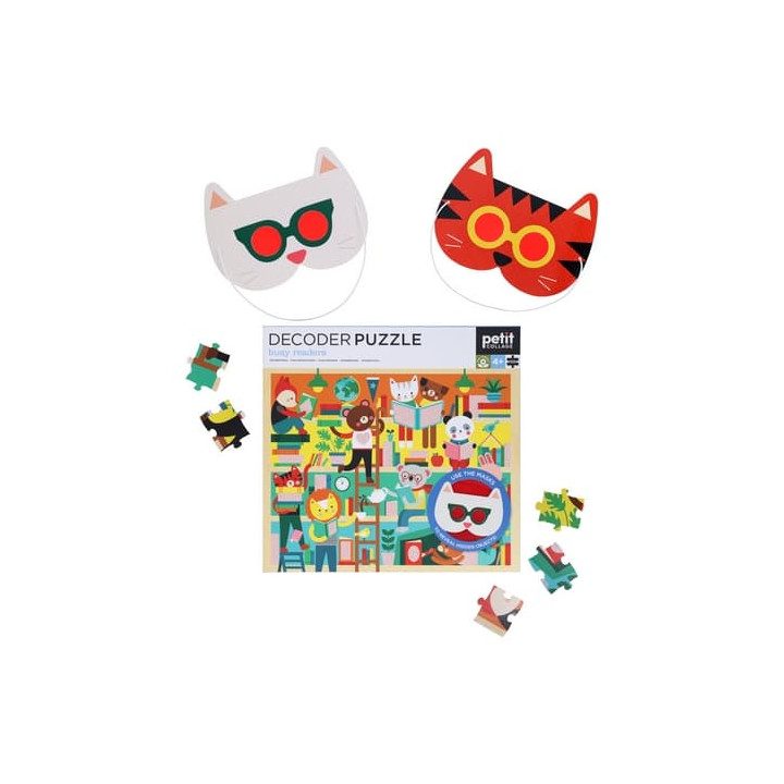 Petit Collage Puzzle knihovna 100 ks s 3D brýlemi