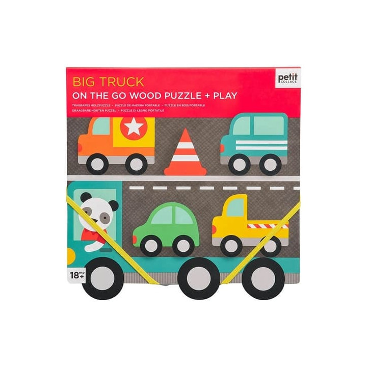 Petit Collage Robustní dřevěné puzzle Big Truck