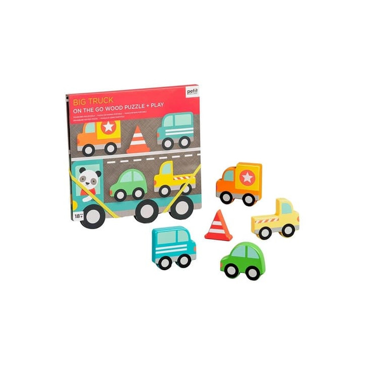 Petit Collage Robustní dřevěné puzzle Big Truck