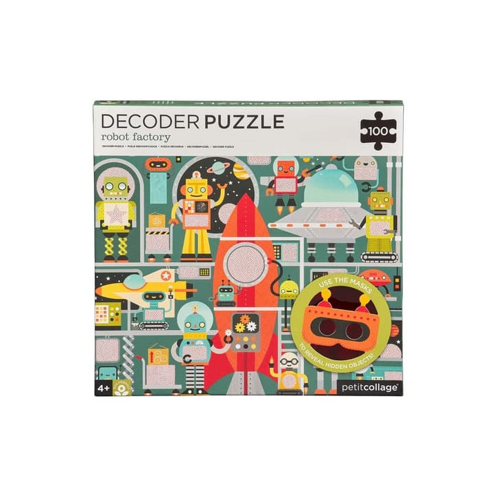 Petit Collage Puzzle roboti 100 ks s 3D brýlemi