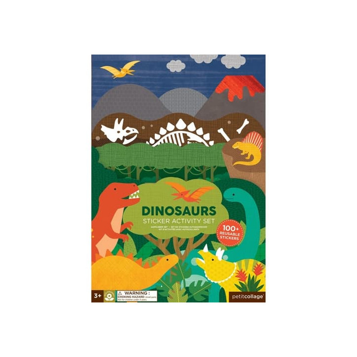 Petit Collage Znovupoužitelné samolepky se scénou Dinosauři