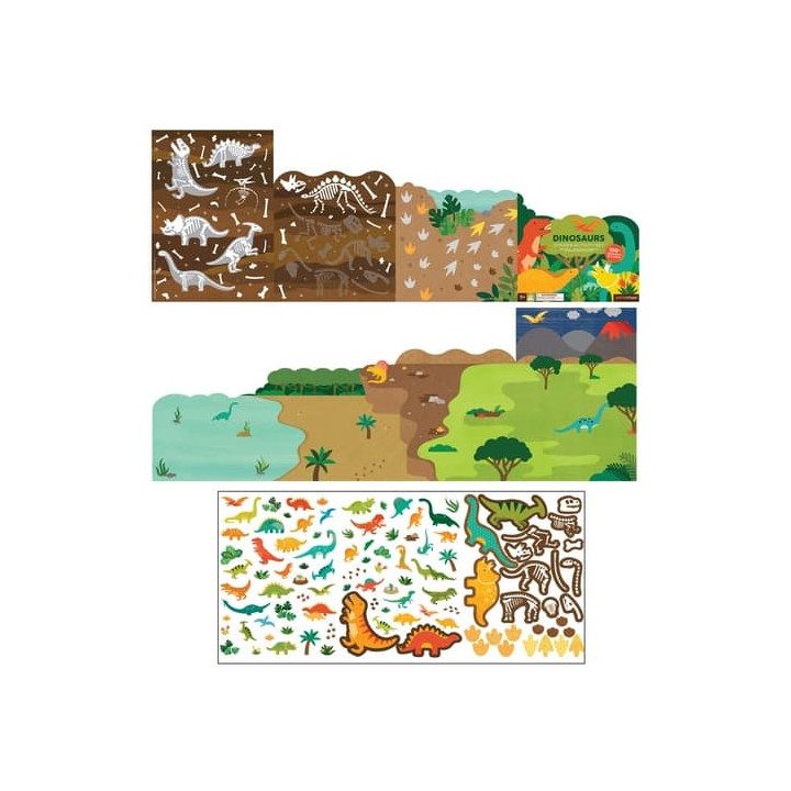 Petit Collage Znovupoužitelné samolepky se scénou Dinosauři