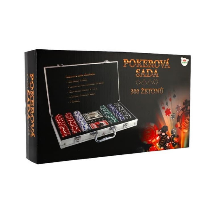 Poker sada 300ks + karty + kostky v hliníkovém kufříku v krabici