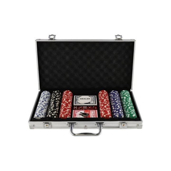 Poker sada 300ks + karty + kostky v hliníkovém kufříku v krabici