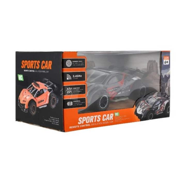 Auto RC sportovní plast 2,4GHz 20cm na baterie šedo-červené v krabici