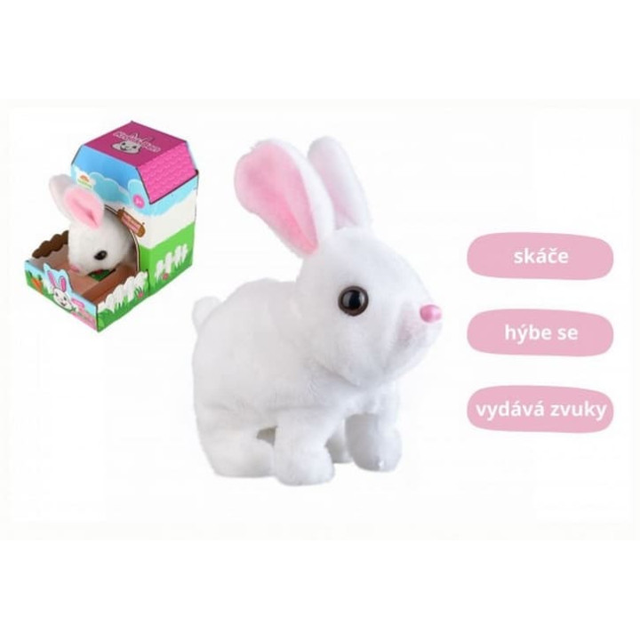 Králík Ben plyš/plast 16x17cm na baterie se zvukem s pohybem v krabici