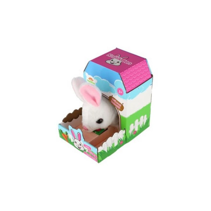Králík Ben plyš/plast 16x17cm na baterie se zvukem s pohybem v krabici