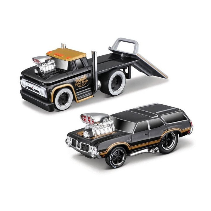 Maisto - Chevrolet C60 Flatbed 1966, Oldsmobile Vista Cruiser 1970, 1:64