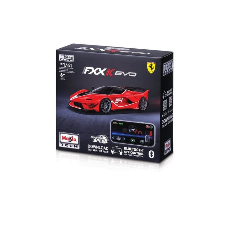 Maisto RC - DIE-CAST METAL se světly, Ferrari FXX-K EVO, červená, 2,4GHz, USB, XTR, Bluetooth 5.0