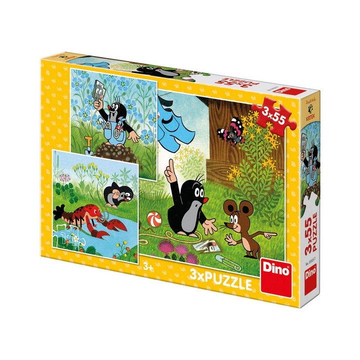 DINO Puzzle 3 x 55 dílků KRTEČEK A KALHOTKY
