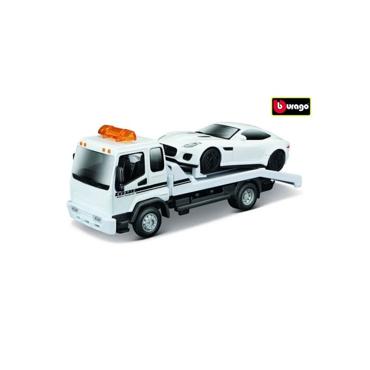 Bburago 1:43 Odtahový vůz s plošinou w/Jaguar F-Type R Dynamic (V6)