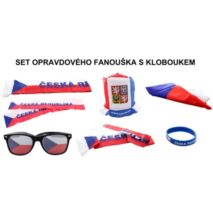 Fandící set Česká republika s kloboukem
