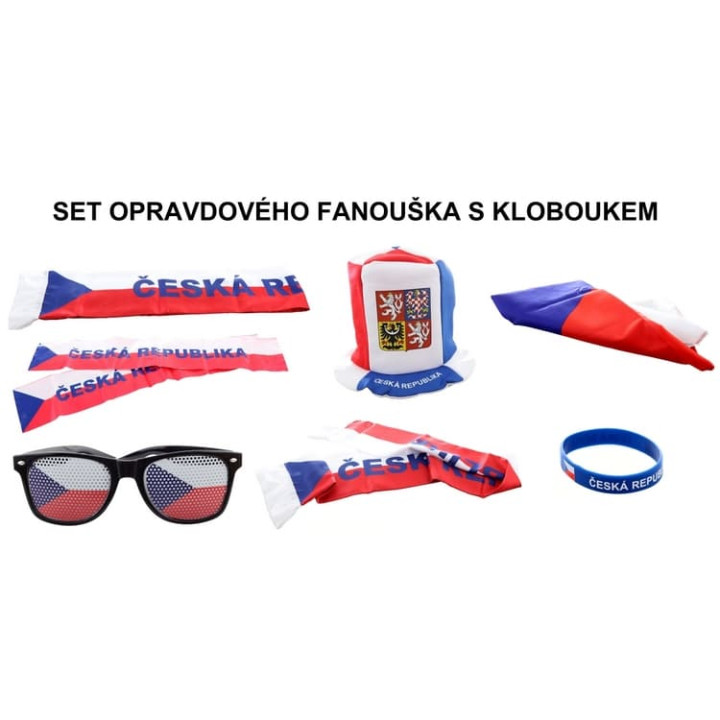Fandící set Česká republika s kloboukem