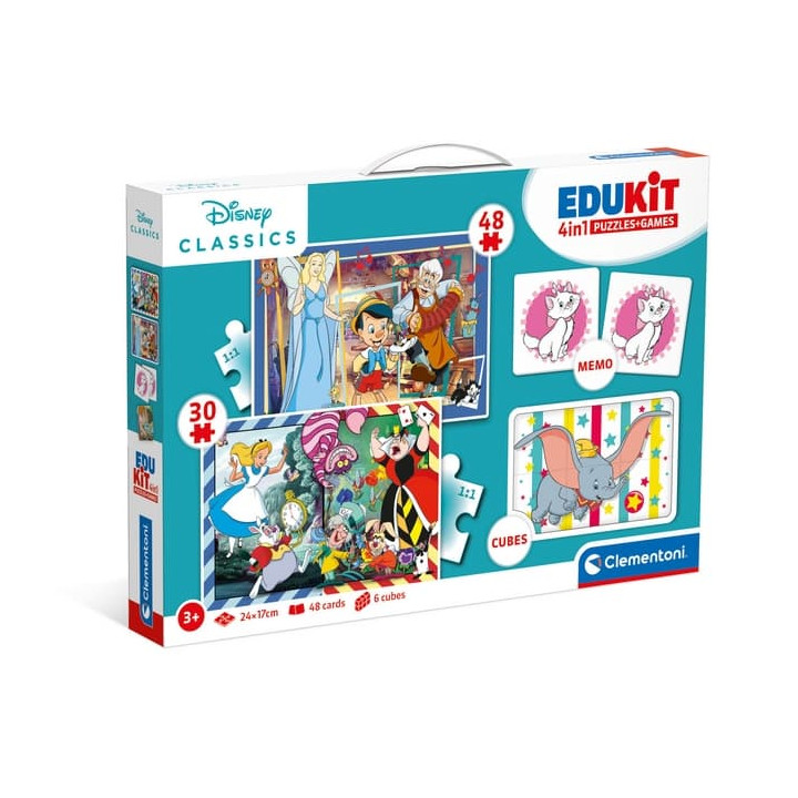 EDUkit - Disney Classics 4v1 (pexeso, 48 + 30 puzzle, 6 kostek)
