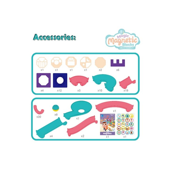 Magnetická stavebnice Dráha 107 ks