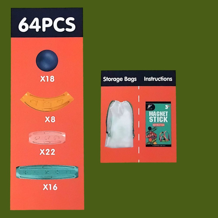 Magnetická stavebnice Tyčinky 64 ks