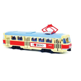 Tramvaj která hlásí zastávky česky BRNO