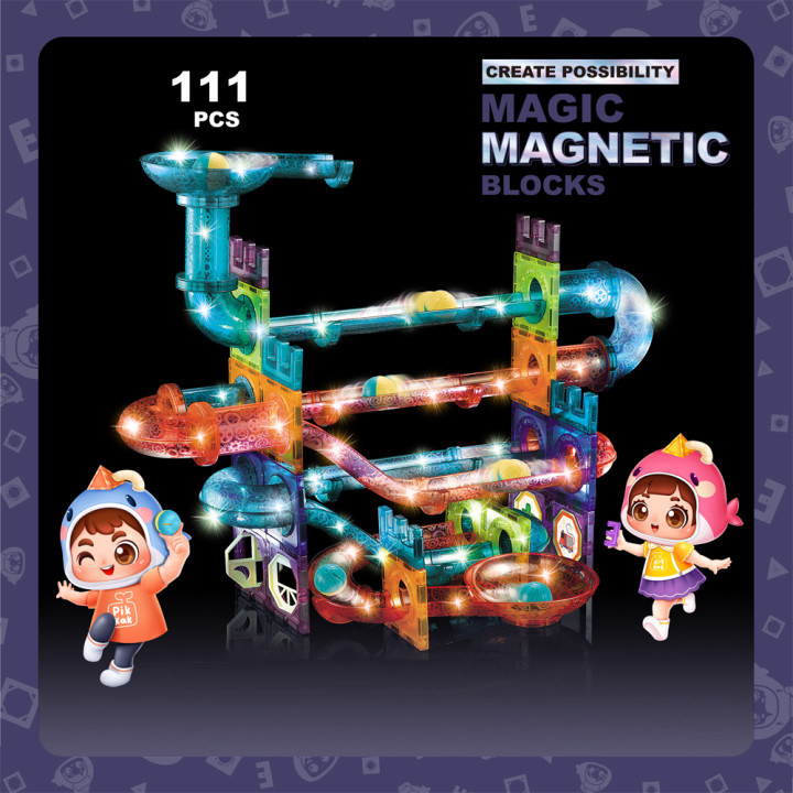 Magnetická stavebnice Svítící 111 ks